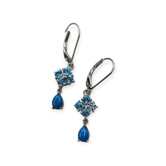 Ceruleite and Topaz Earrings